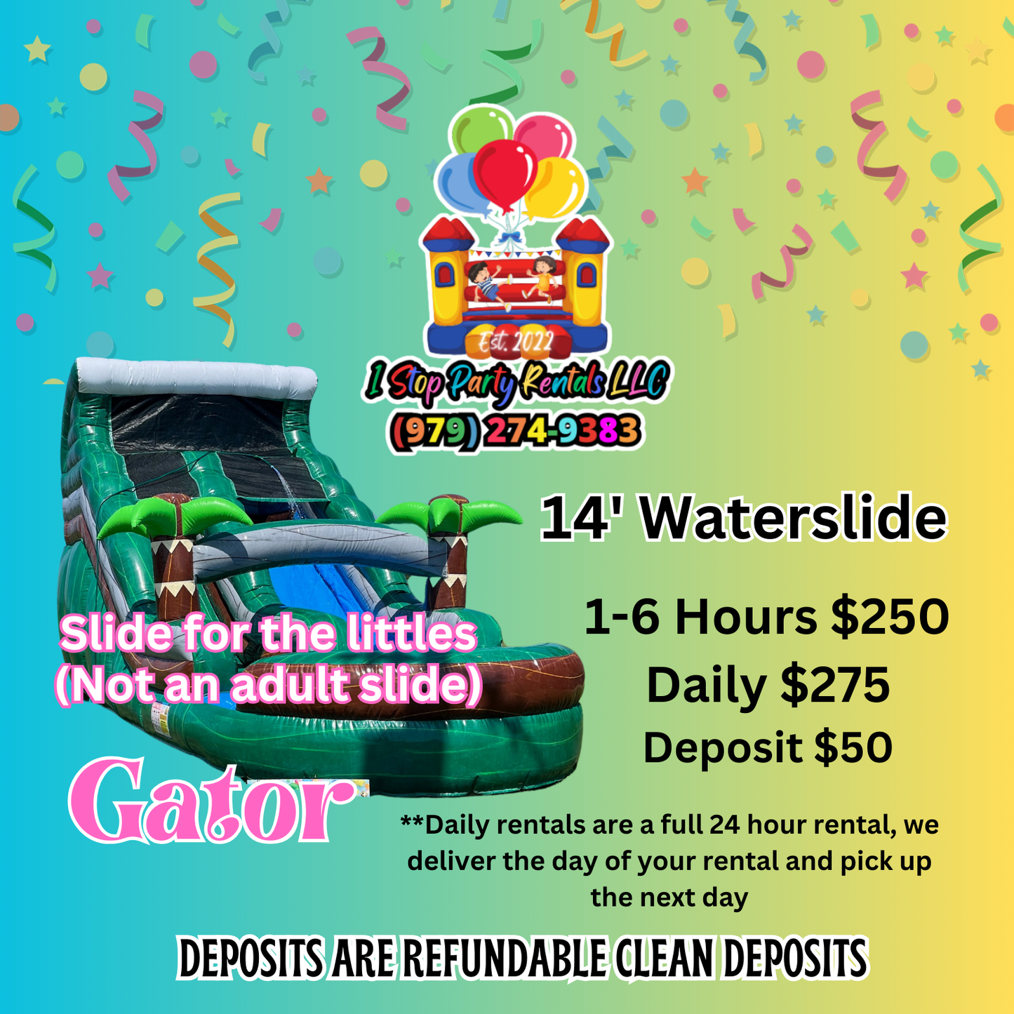 Gator 14' Kiddie water slide