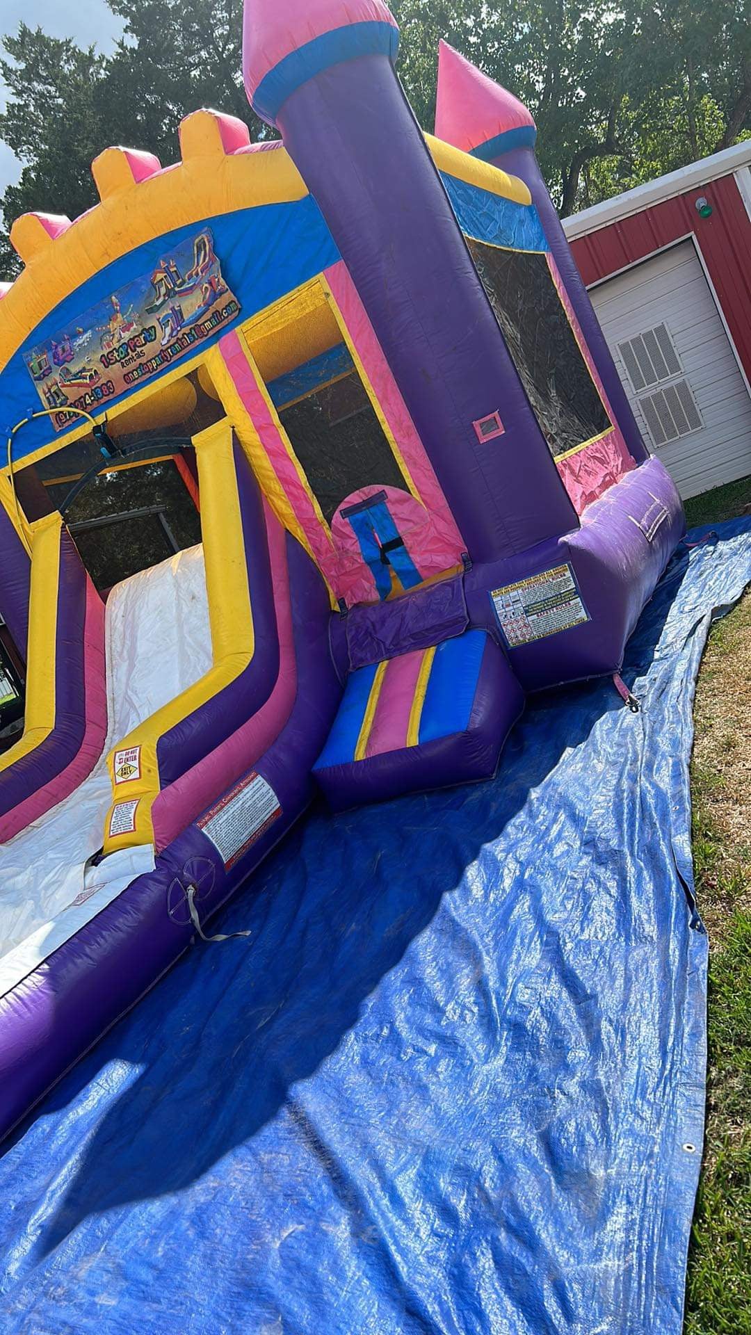 Purple people eater - Bounce house waterslide w/removable pool