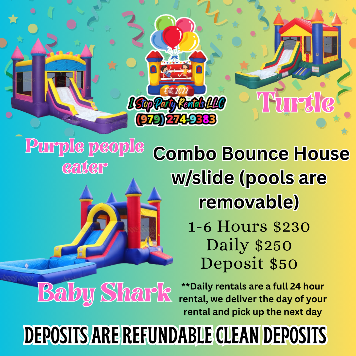 Bounce House combo w/slide & pool