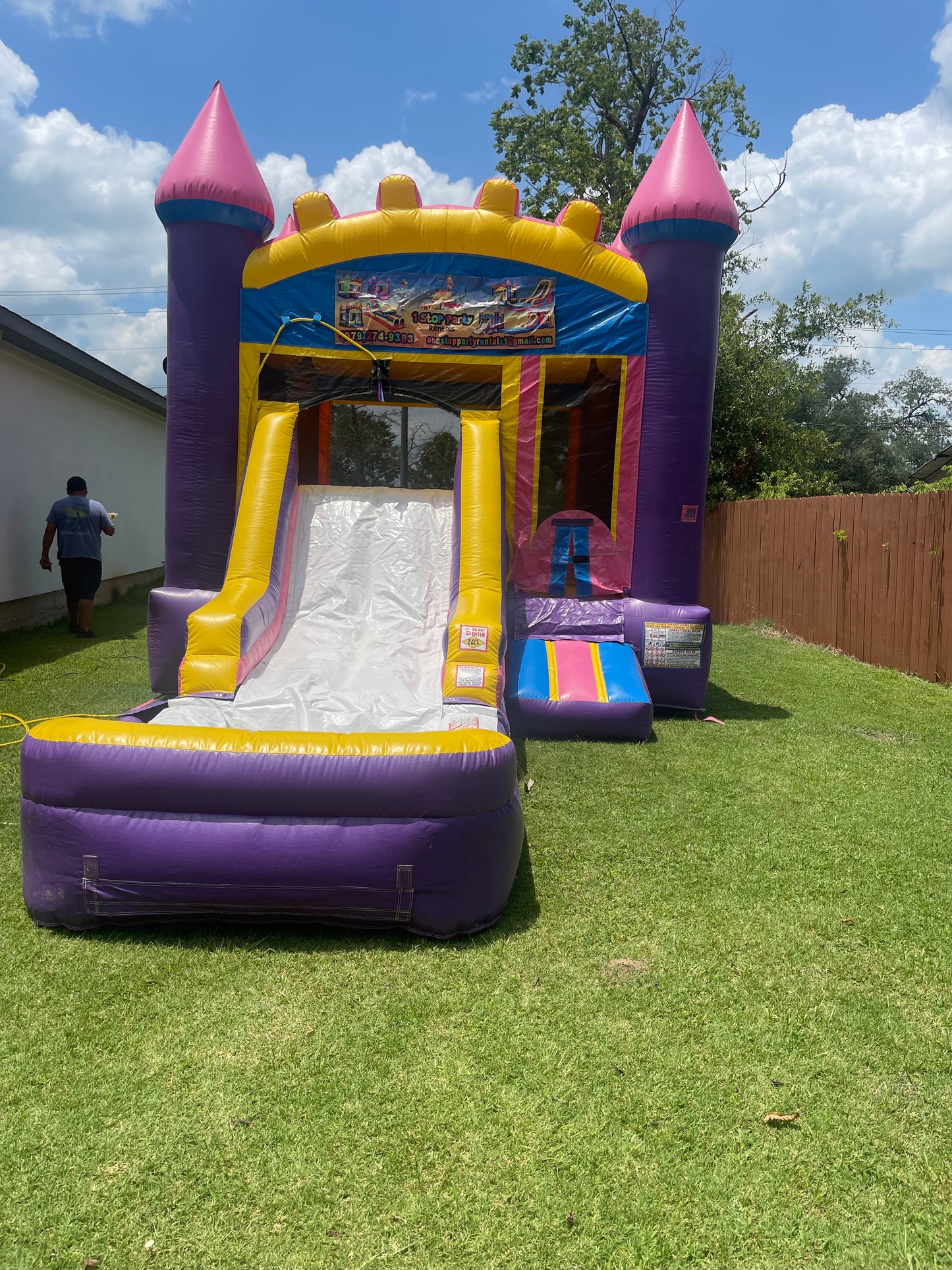 Purple people eater - Bounce house waterslide w/removable pool