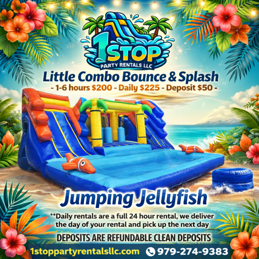 Jumping Jellyfish - Littles bounce house waterslide w/pool