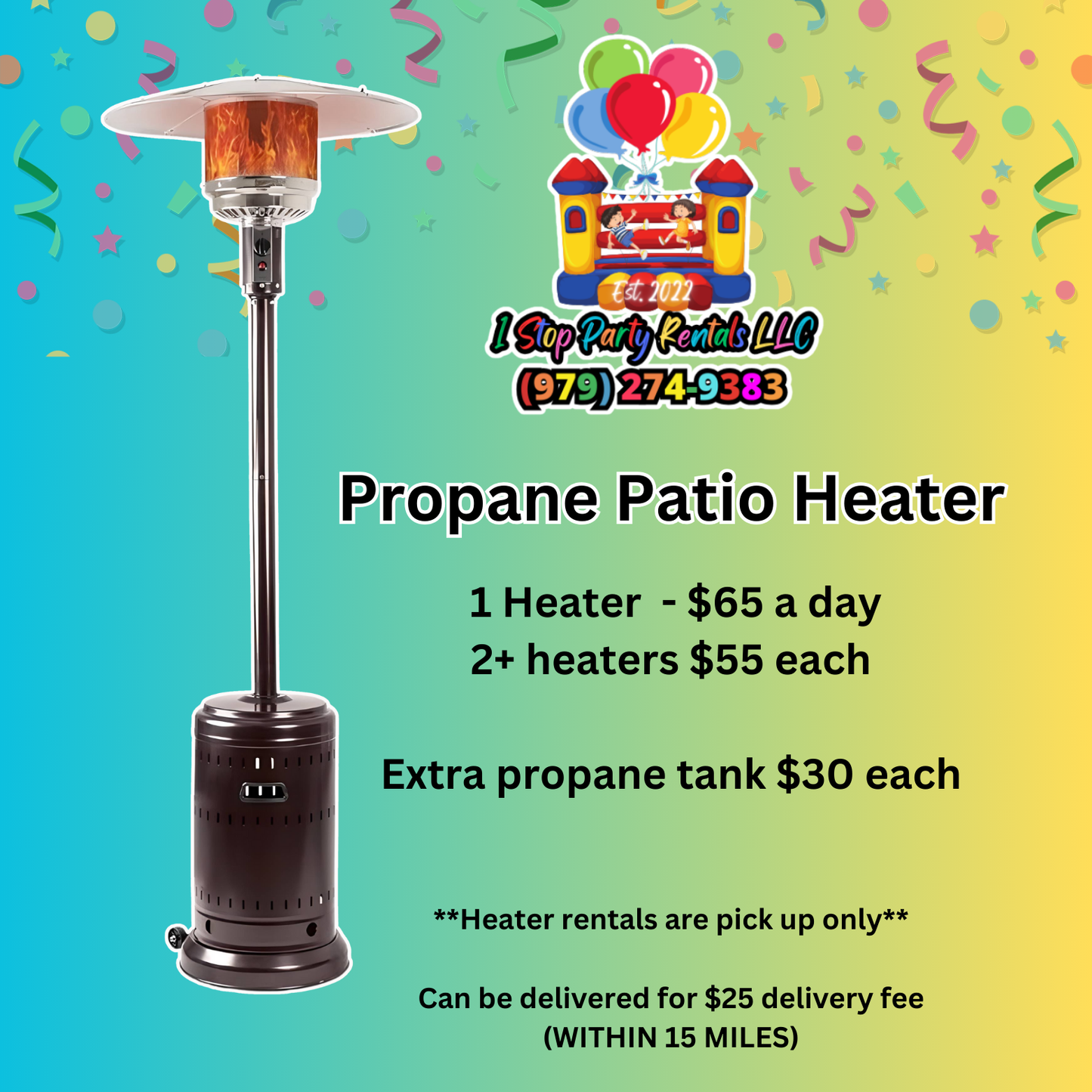 Outdoor Propane Patio Heater w/wheels
