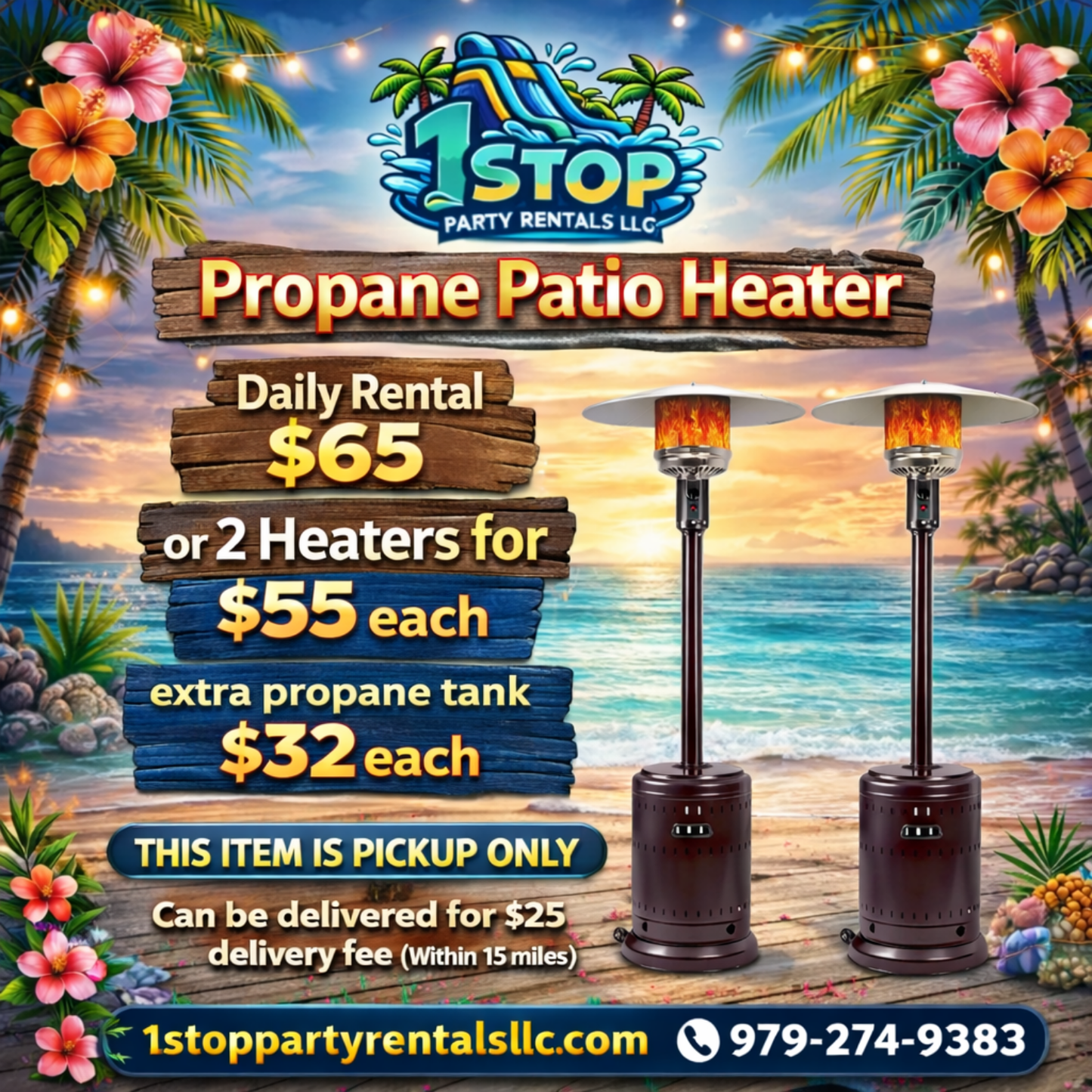 Outdoor Propane Patio Heater w/wheels