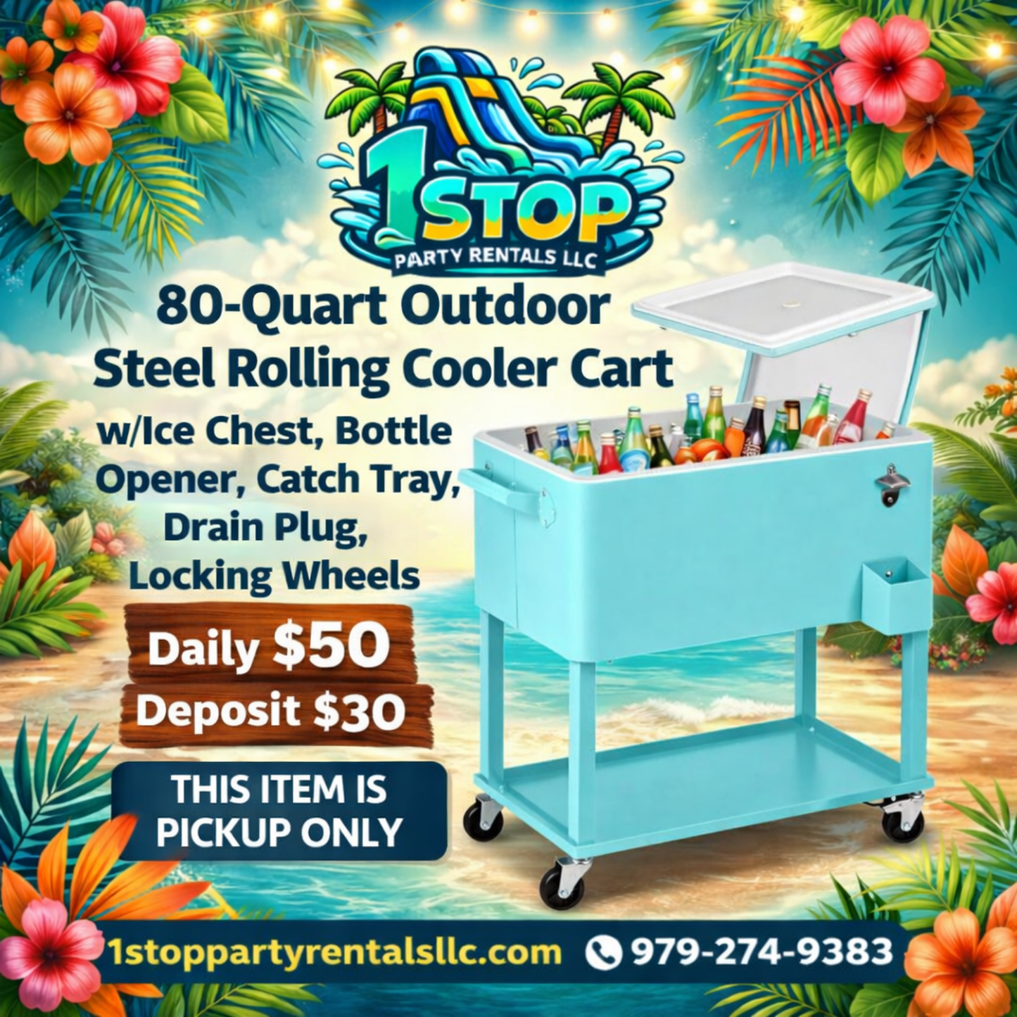 80 quart rolling party cooler