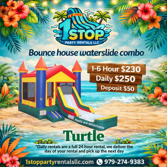 Turtle - Bounce house waterslide w/removable pool